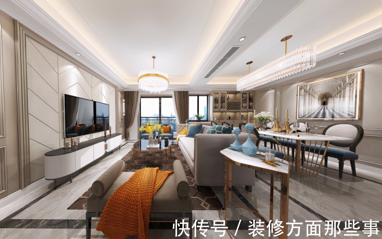 三居室|130平三居室,客餐厅开放式设计效果简直满分