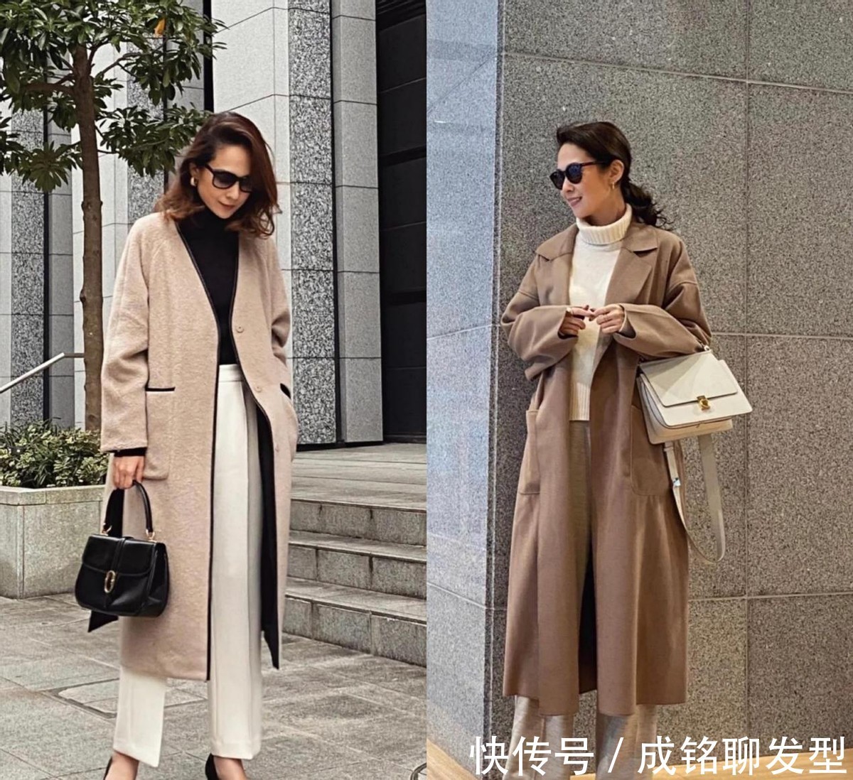 长大衣|这才是五六十岁的女人最美搭配:长大衣+高领衫,保暖显瘦显气质
