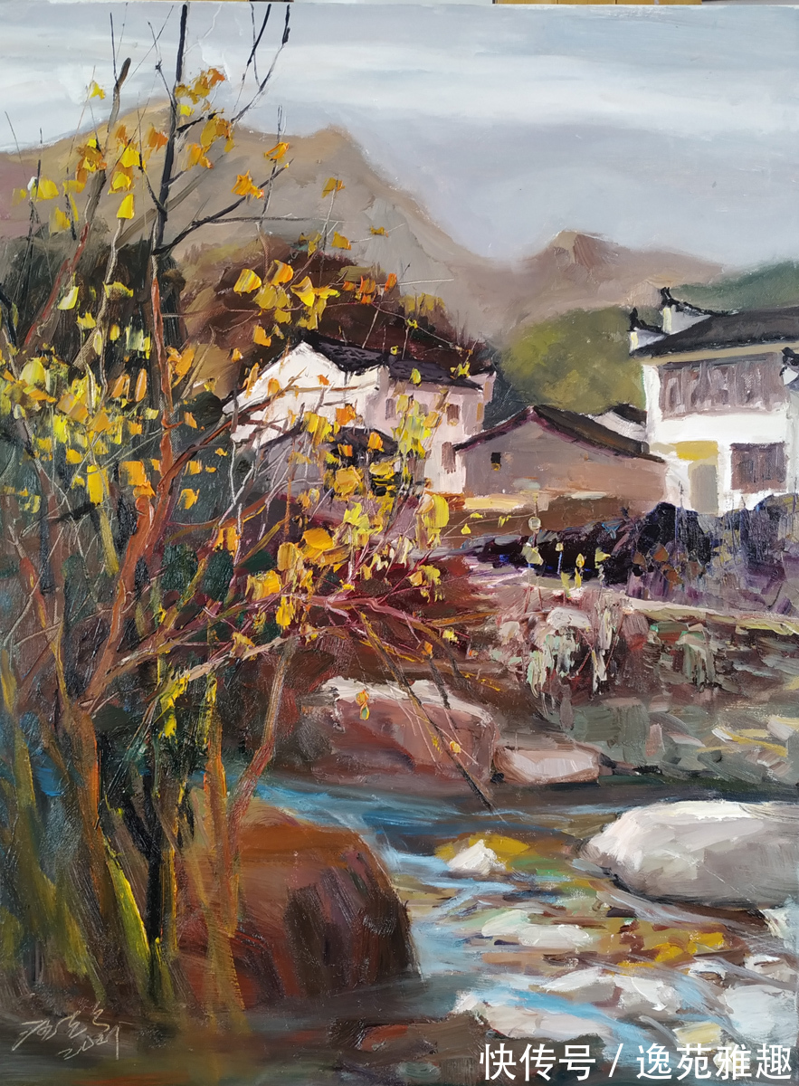 五彩斑斓&「写生作品」回望深秋婺源,五彩斑斓,油画家汪志高作品欣赏