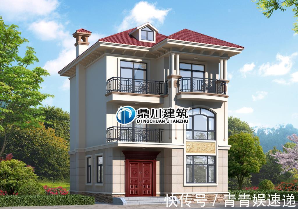 庭院花园|造价28万，三层农村别墅，占地96平米，开间8米，7间卧室设计