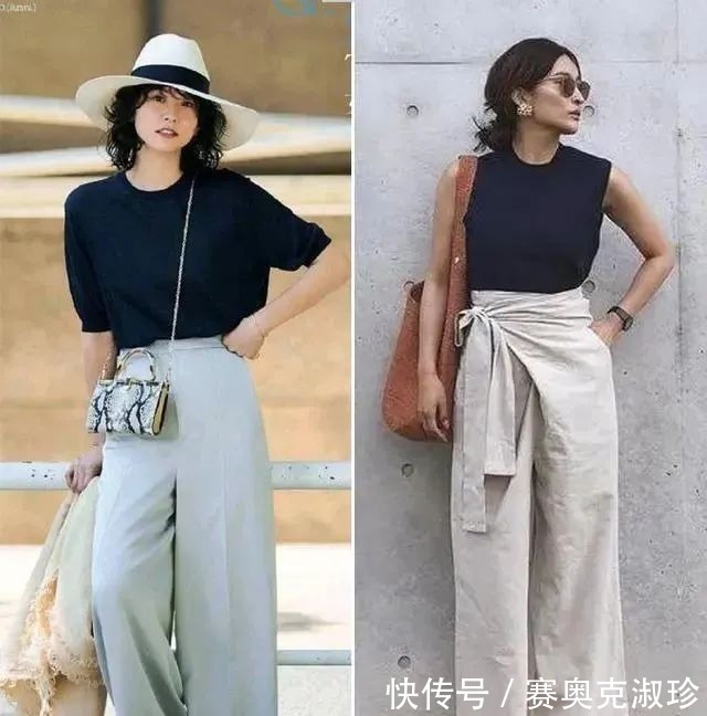 裤管|小个子阔腿裤穿搭,照样优雅显高有气场