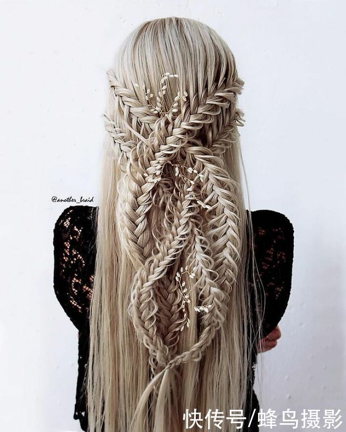 网红达人|65张编发照片,这哪是编头发分明是画画,图3这发型一次要半天