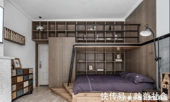 玻璃门|5万爆改70㎡的老房子,完工变小庭院豪宅,客厅还做了个“床上床”