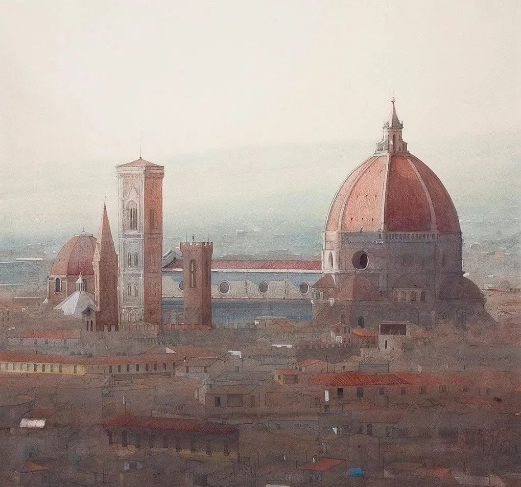 美术学院#Charles Villeneuve 的超美的城市风情水彩！