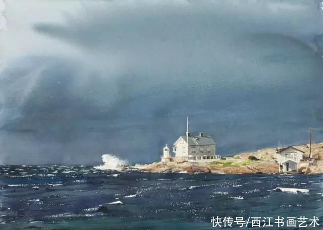 克拉科夫$这位瑞典水彩画家把海边的石头质感画得好极了