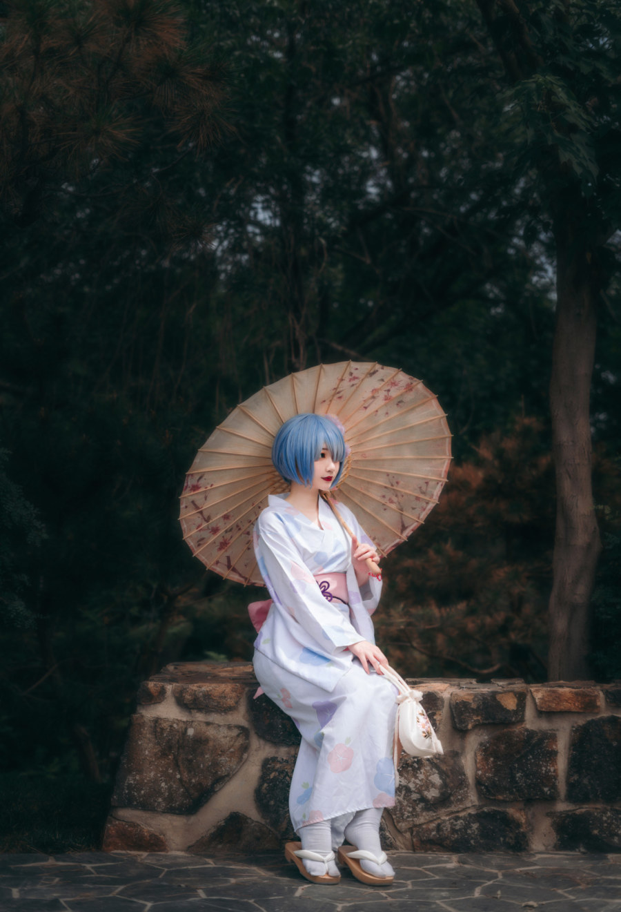 花伞|cos：浴衣蕾姆，花伞下的思念