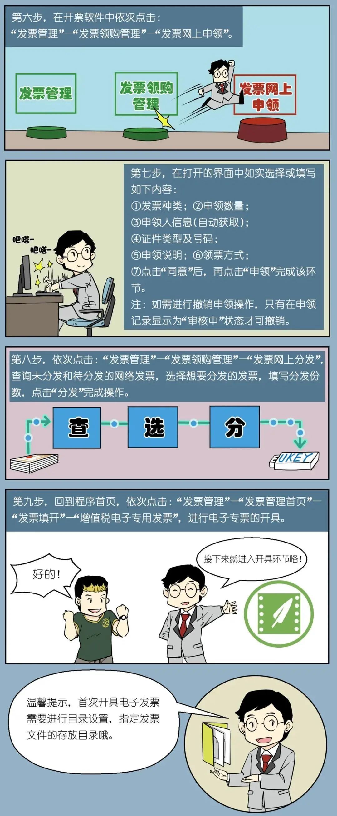 【专票辅导】漫画版电子专票小剧场:开票流程来喽!