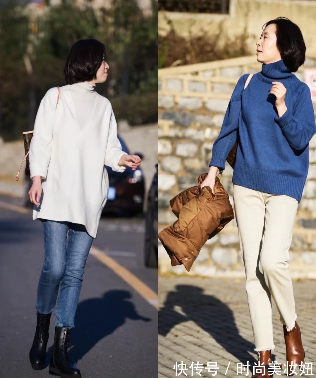 紧身裤|50岁的女人,针织衫少搭碎花裙,搭配西装裤、牛仔裤更洋气