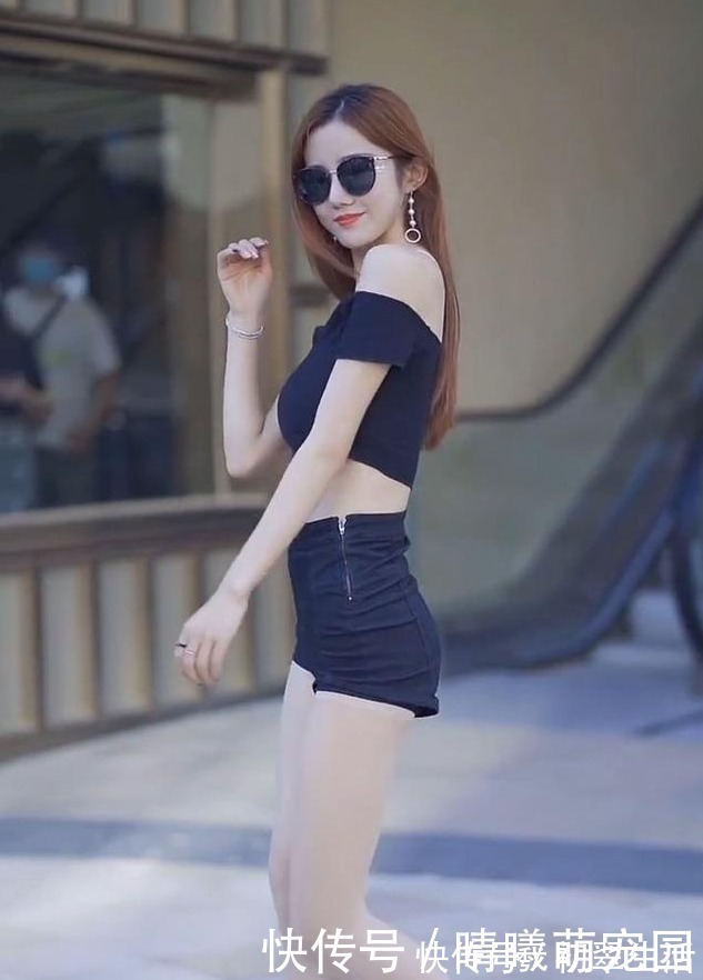 自信|短裤时尚上衣搭配高腰短裤,明艳端庄,潇洒自信