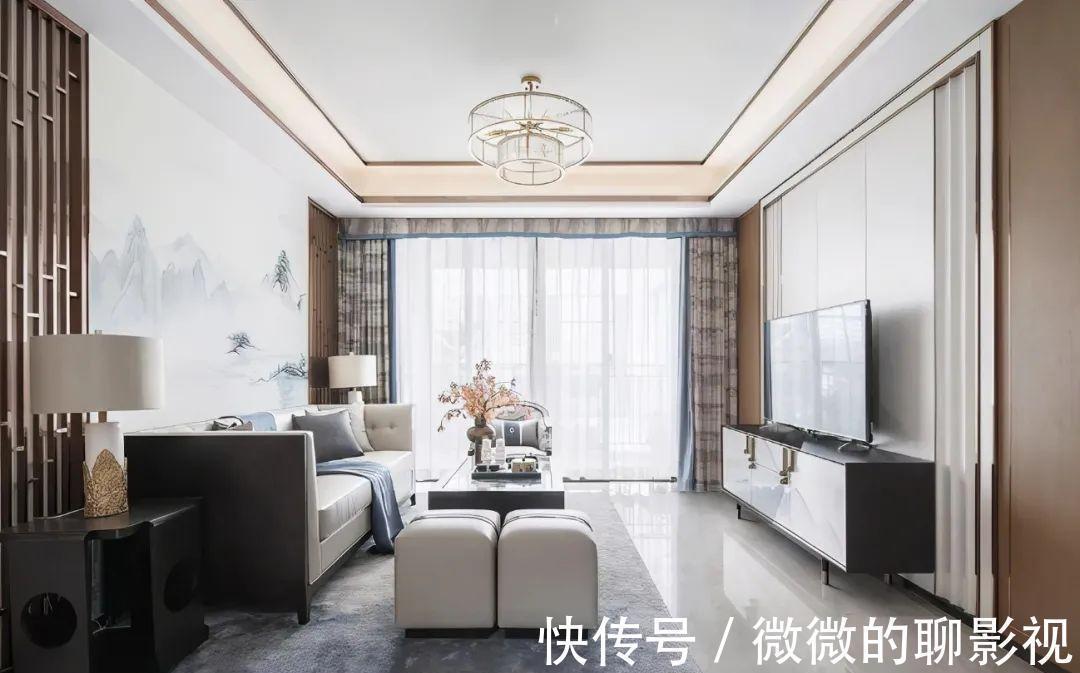 烟灰蓝|125㎡现代中式风新房,全屋烟灰蓝配色,清爽明亮!