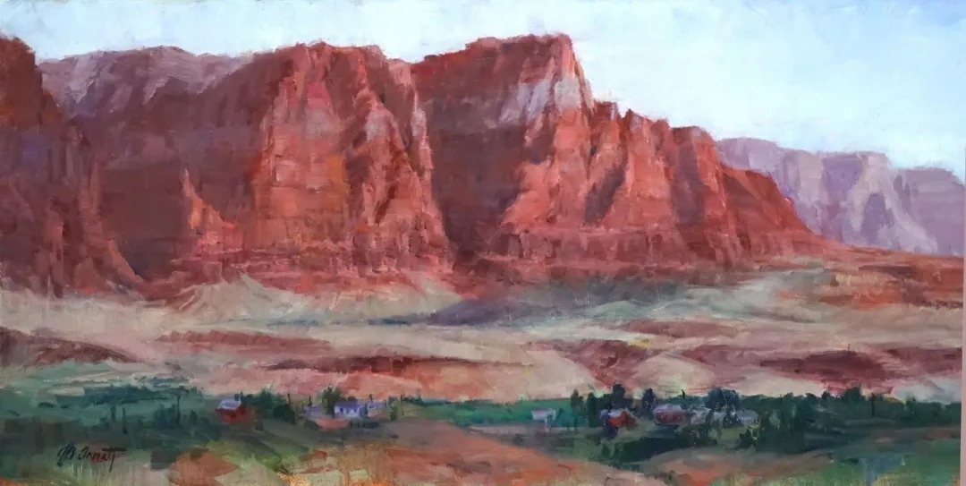 北极光$美国外光派写生女画家乔安娜·阿内特的油画