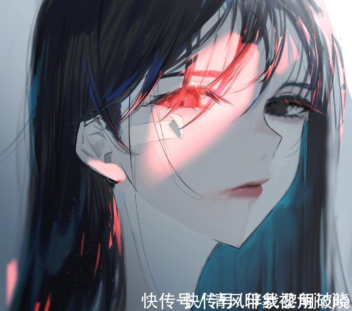 深蓝色@深蓝色瑰丽梦幻的少女插画,对于眼睛的刻画绝了