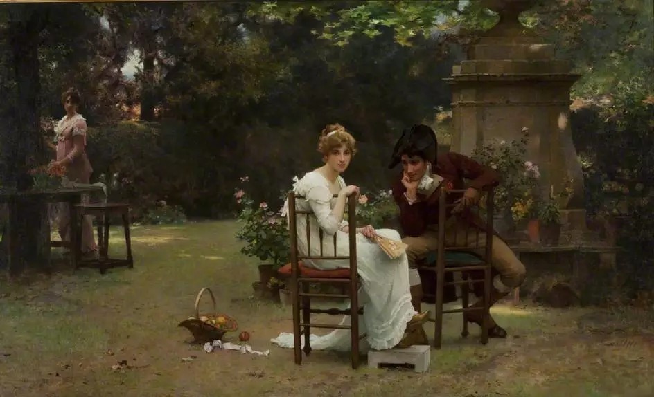 油画&19世纪油画里的性感女人,她们漫步花园时,天堂也不过如此了!