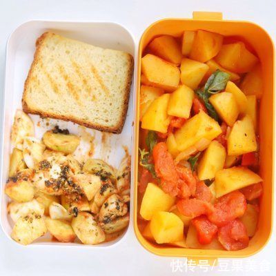 韩式|超简单10分钟下饭菜！韩式土豆烧番茄便当