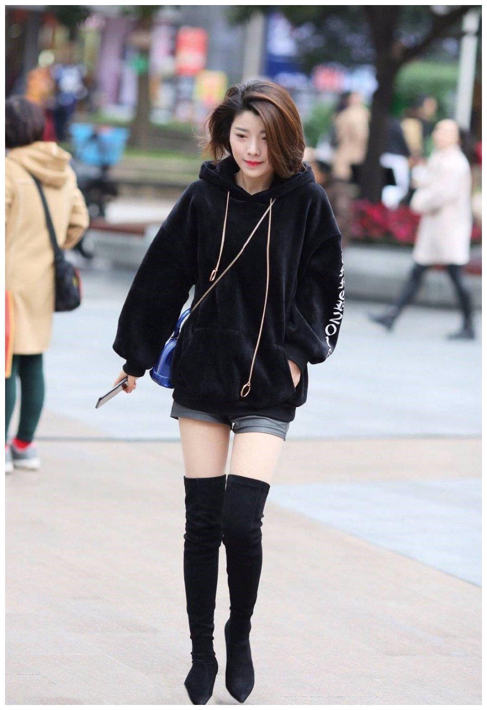 过膝|配上过膝长筒靴子, 非常流行的穿搭