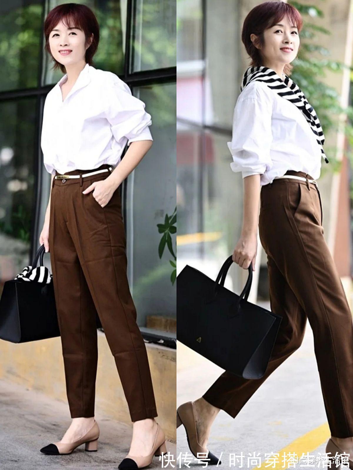 直筒裤|50岁女人只能穿“妈妈装”,看看她们的穿搭,原来也能这么美
