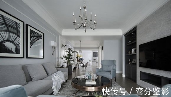 装饰|133㎡高级灰时尚轻奢空间，优雅的质感，嵌入式电视柜真实用