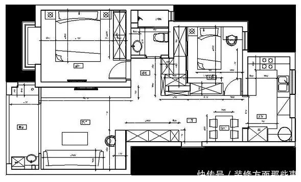 二居室|90平混搭风二居室，客厅居然以纵横的梁木形成随意自由的空间感