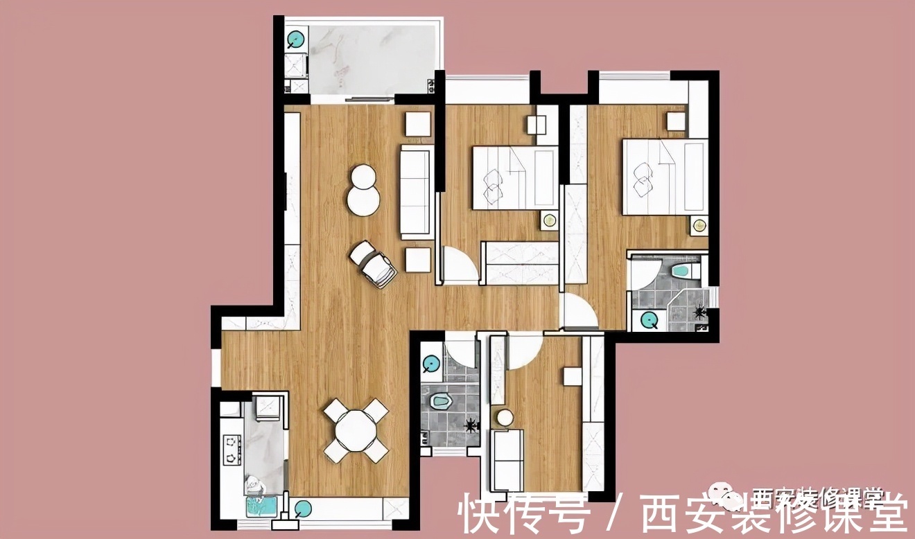 婚房|130㎡四室改三室,婚房才能肆意装修