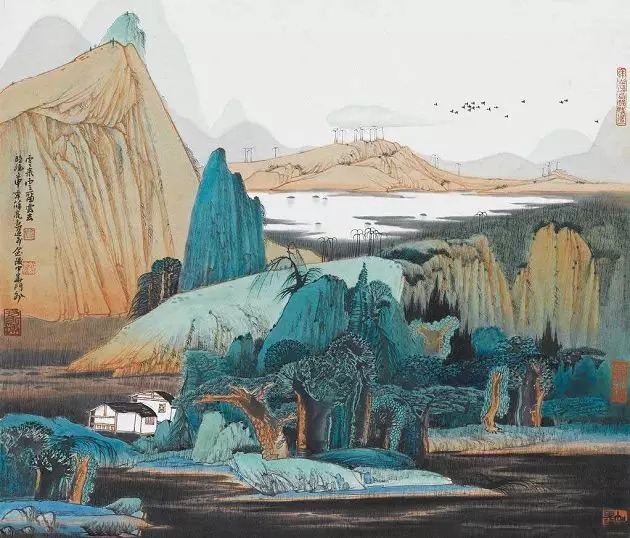 山水画$“江南鬼才”笔下的工笔山水画,色彩丰富,太震撼了!