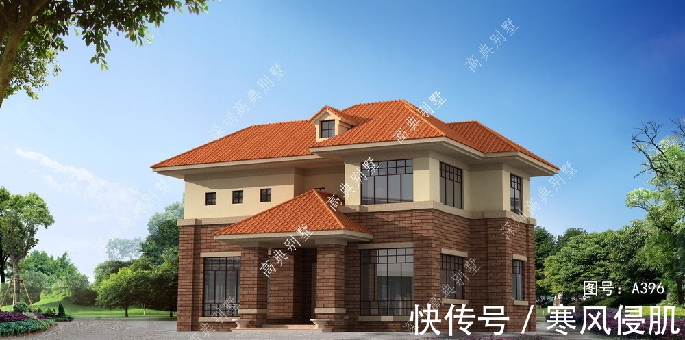 立面|实用的欧式小别墅,立面层次丰富,整体实用适合乡村盖房。