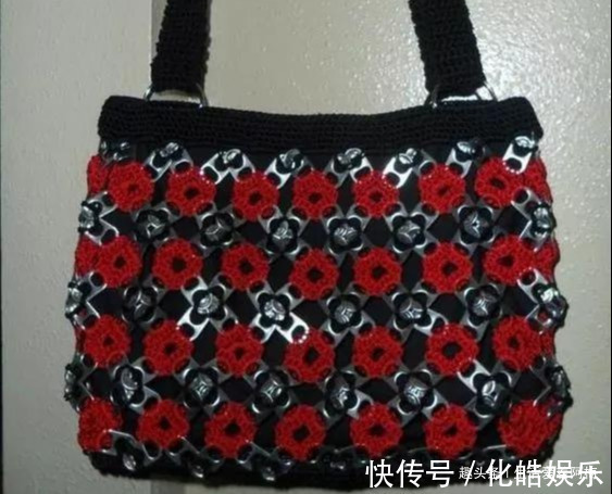 在易拉罐拉环上编织,钩成的包包耐看耐用!DIY变废为宝附教程