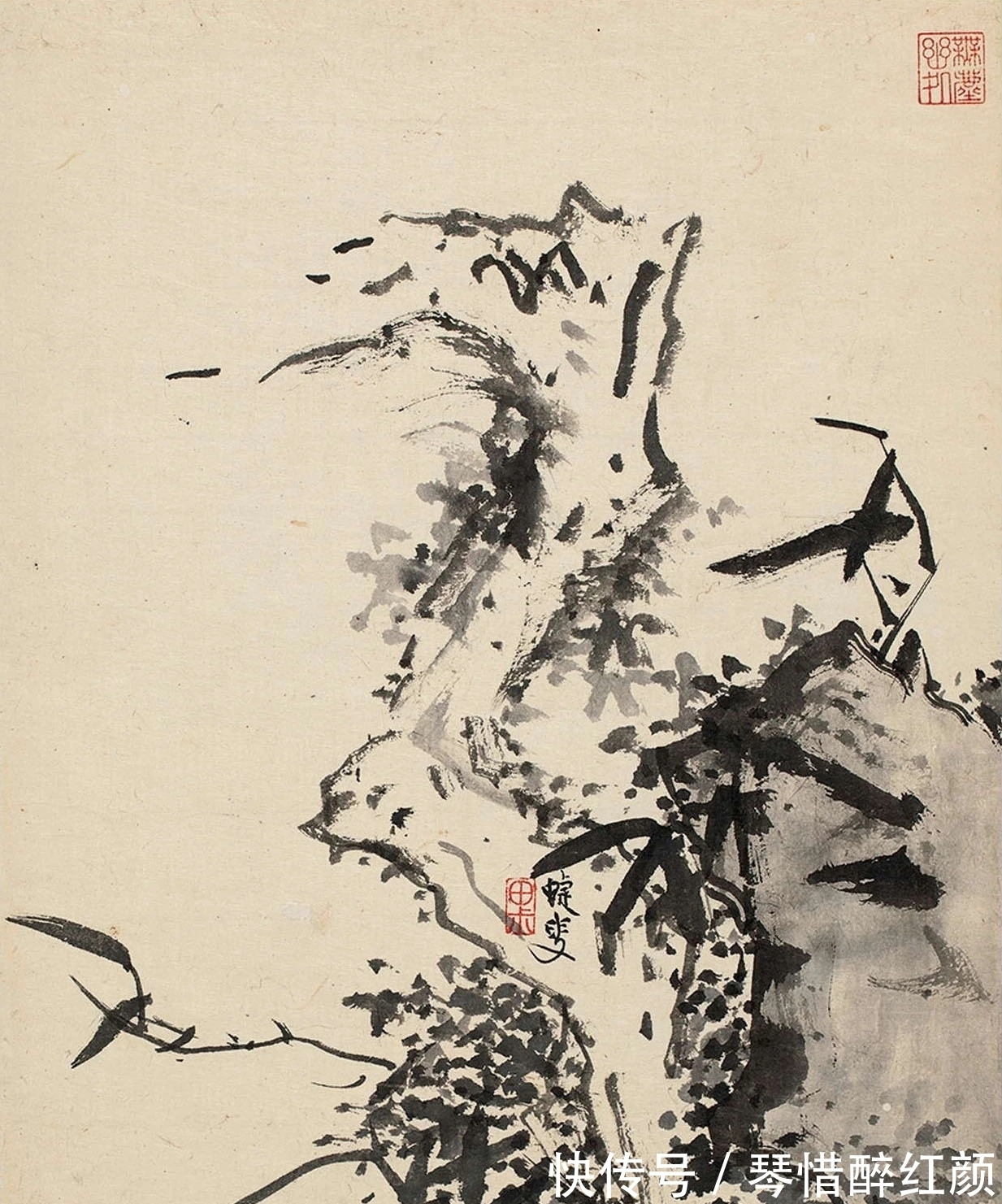 蓝瑛&蓝瑛12张《兰竹石图》,花鸟画最经典的课徒稿