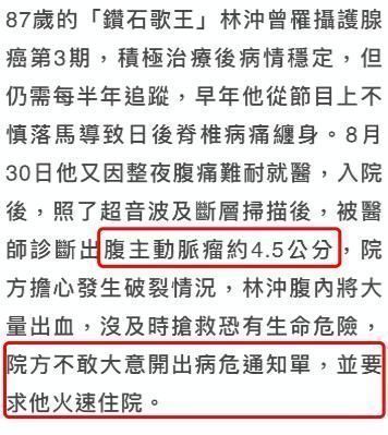 林冲|痛心著名歌手被下病危通知单，患肿瘤命悬一线