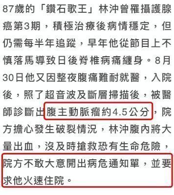 林冲|痛心著名歌手被下病危通知单,患肿瘤命悬一线