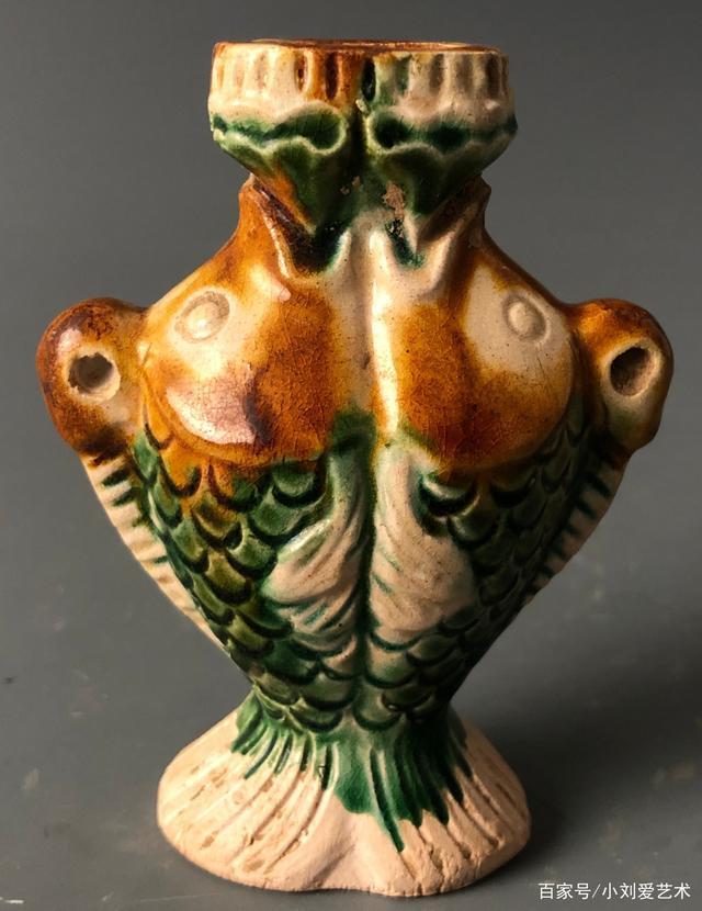 三彩双鱼瓶&丨古玩杂项丨三彩双鱼瓶