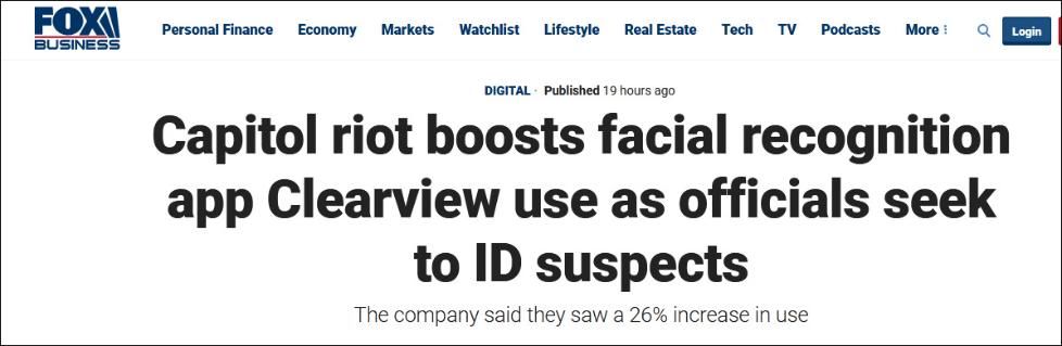 美式“双标”：美国利用人脸识别搜捕国会骚乱参与者 服务商使用量激增
