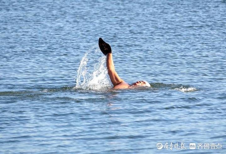 龙湖湿地公园|不怕冷！济南龙湖湿地冬泳爱好者，水中尽情畅游