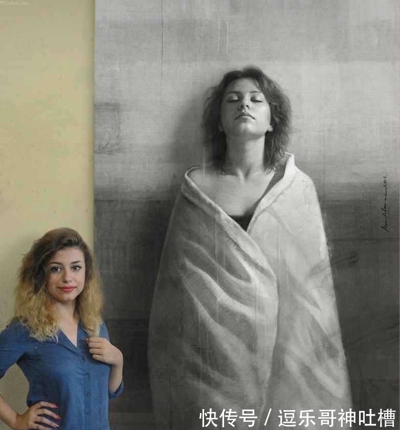 绘画本！想不到蜡笔头也能画出如此惊艳的作品——叙利亚画家汉拿的肖像画