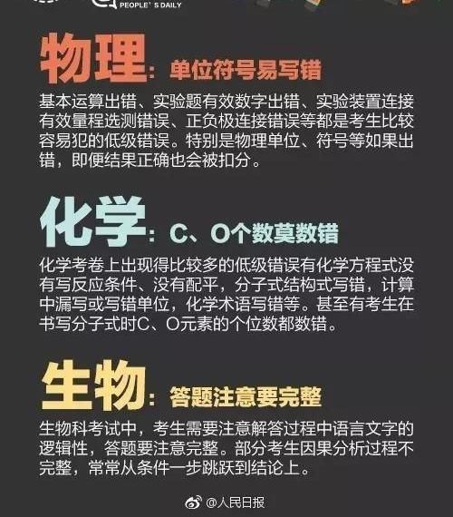 人民日报：高考失分十大低级错误和九个应试小窍门，考生可收藏