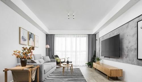 背景墙|12万装122㎡三居北欧风，水泥背景墙个性十足，闺蜜都夸洋气