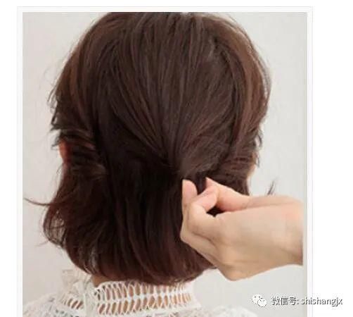 头发不长,短短的,也一样能扎出极漂亮的发型来