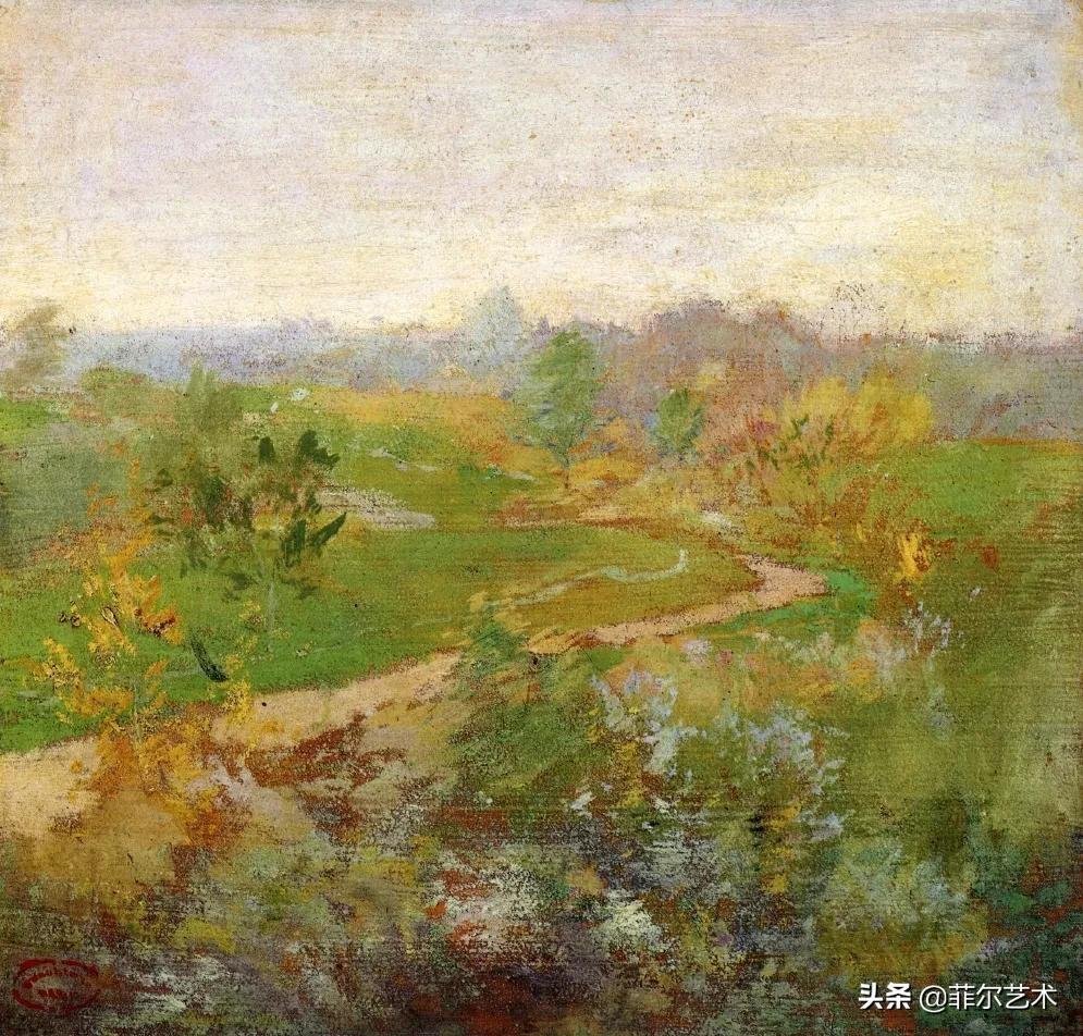 构图#这幅油画作品有着独特精致的构图,以及柔美优雅并带有诗意的风景