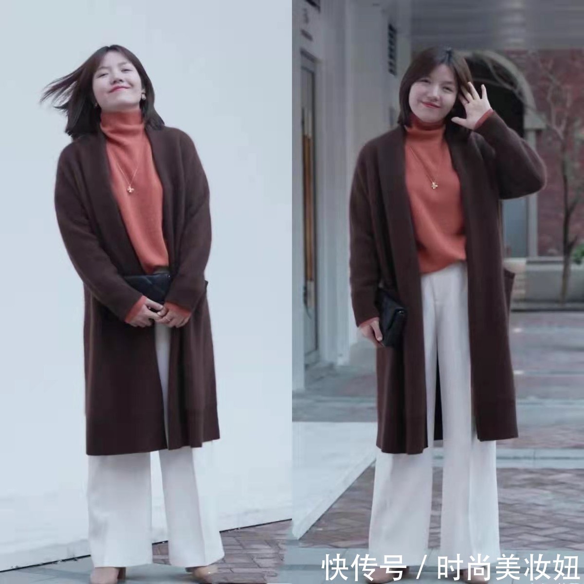 大衣|这才是“微胖”女生该有的穿搭,实用显瘦就算,还超显腿长