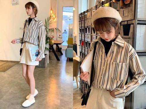 风衣已经过时了，今年主流“衬衫套打底衫法”，搭配大衣穿特有范