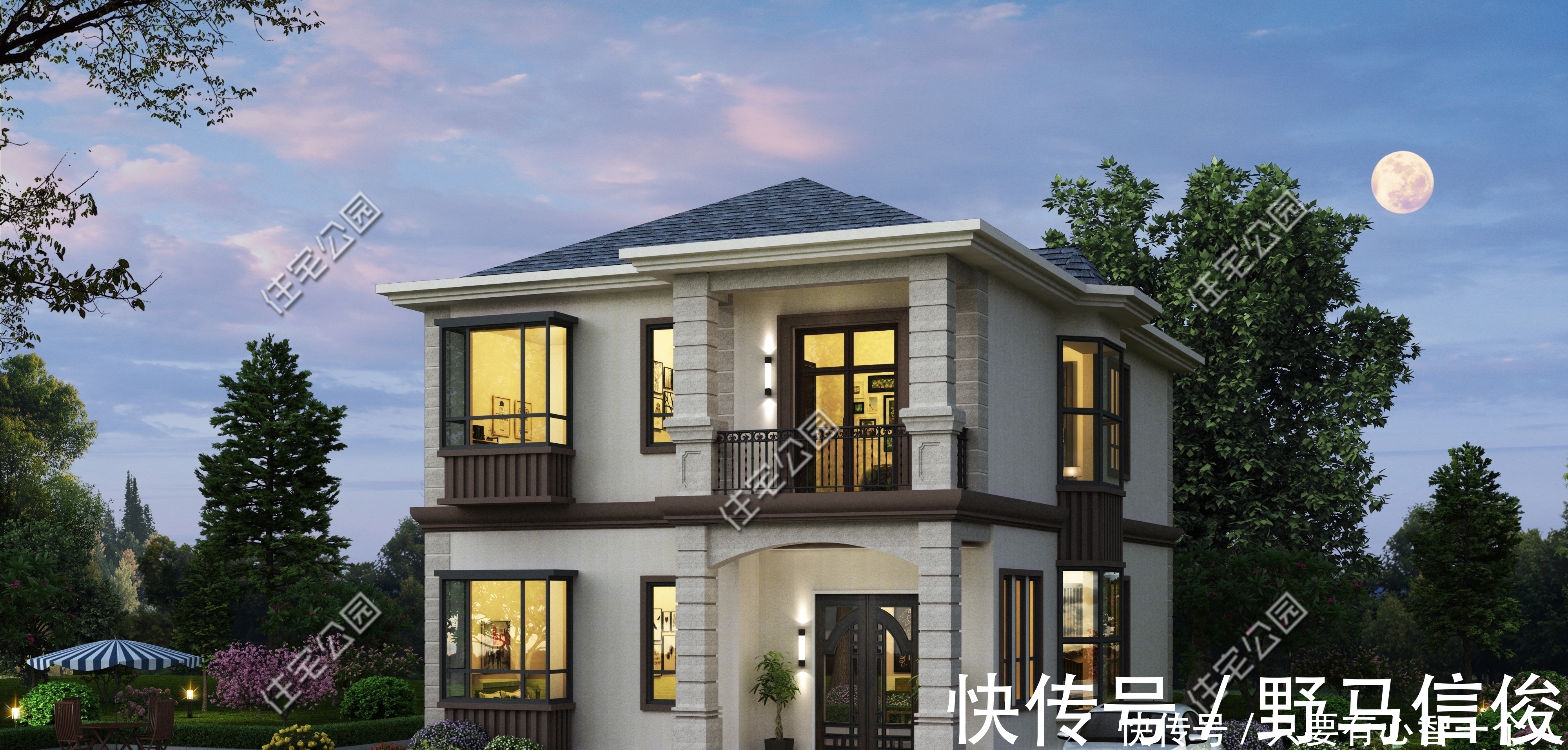 玄关|临街面宽10.2米,进深14-18米,该怎么设计二层建房?