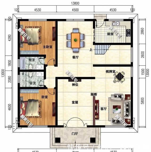 别墅|两栋宽138米的农村别墅，内带堂屋，第一栋外观对称设计