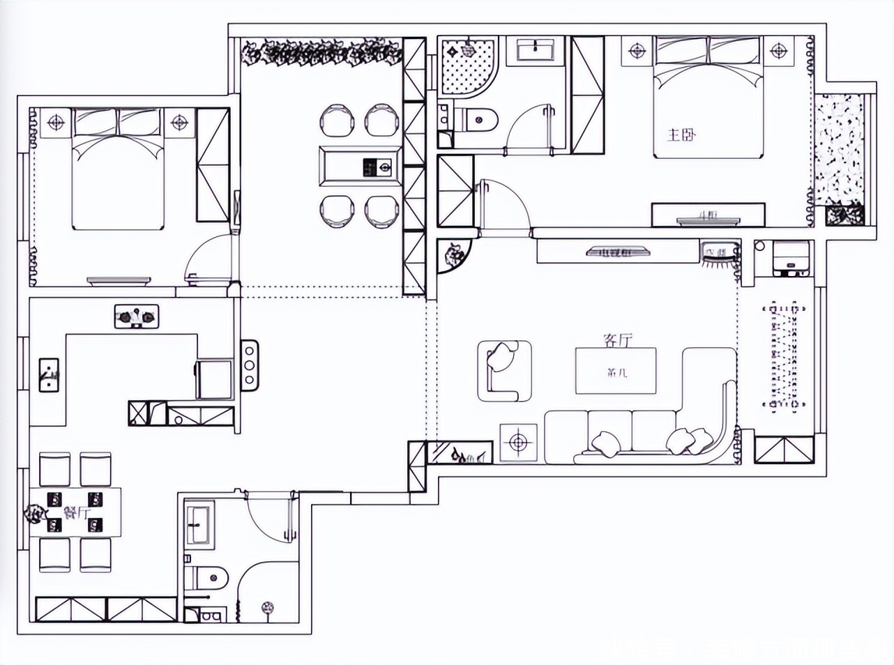 四居室|140平法式四居室,书房将收纳进行到底