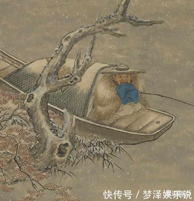 陆治#500年前的一幅古画,老人江中钓鱼,却被乾隆盖了10多个章