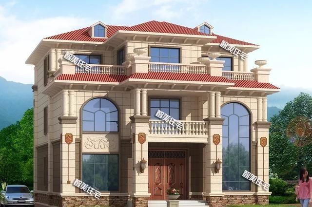 真石漆|2栋宽13米左右的简欧别墅,城里有房村里有墅,成功人的象征