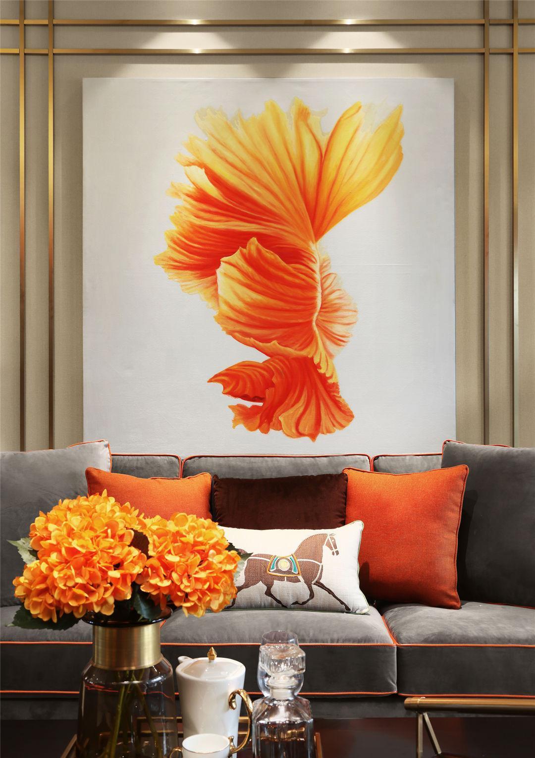 橙色|125平方米的房子这样设计,高级与轻奢并存,太美了