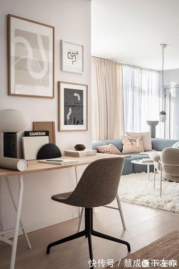 书房|她家64㎡,全屋装修简单素雅,光一个客厅就把人迷住了,真好看