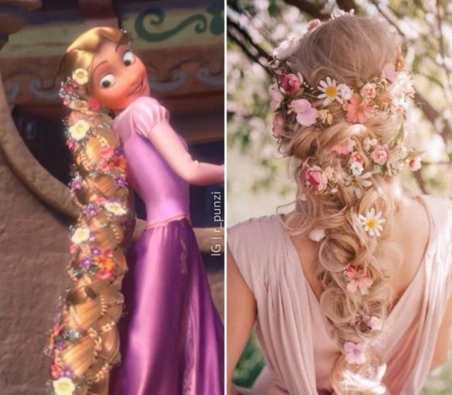 安娜 当迪士尼公主的发型现实化,灰姑娘的盘发像花朵,乐佩公主最惊艳