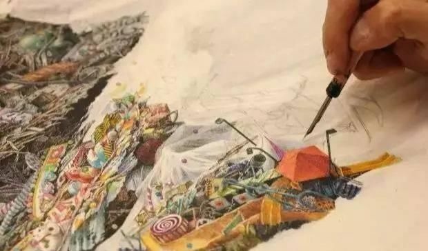 幅画!一幅画画了3年,细到要用放大镜,他把钢笔画玩到了极致