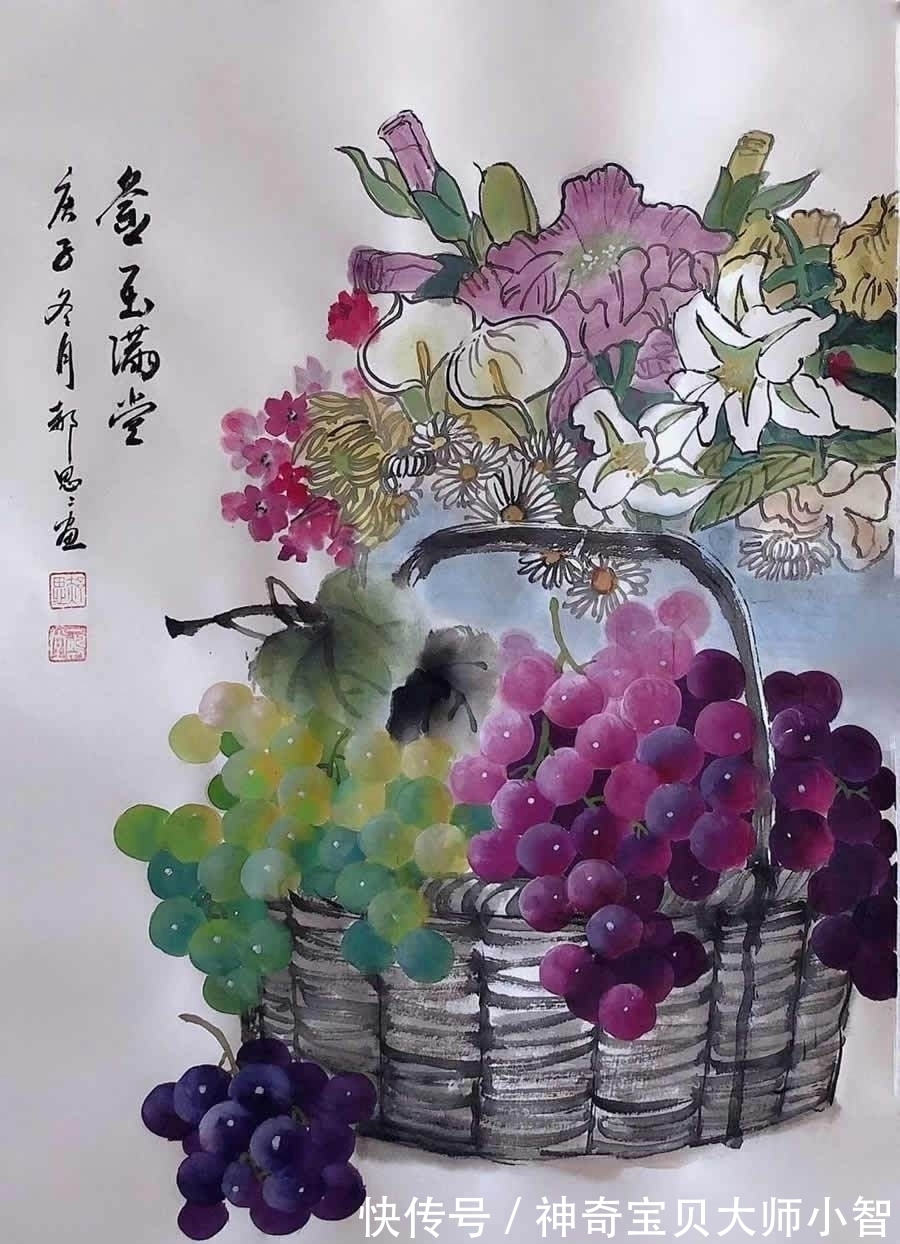 花鸟画家&郝思思:妙笔神韵,刻画入微,传承经典的美女花鸟画家