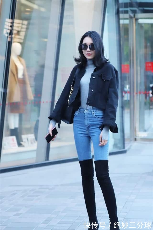 高人|高人美女,穿着紧身牛仔裤,长腿太惹眼,气质超凡